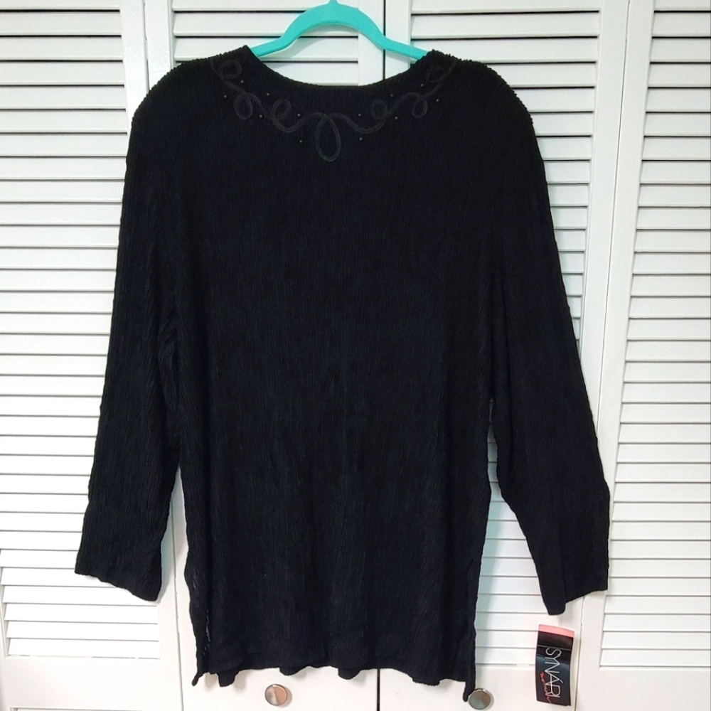 Plus size long sleeve black top
